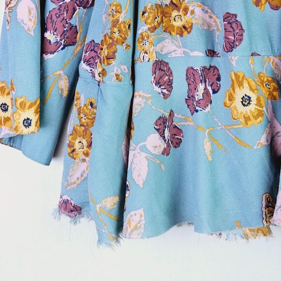 Free People Pebble Crepe Tunic Flowy Oversize Hippie Boho Floral Top, Size XS - Picture 7 of 12